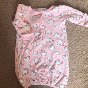 Preemie Pink Swiss Roses Ruffle Baby Sleeper Dress